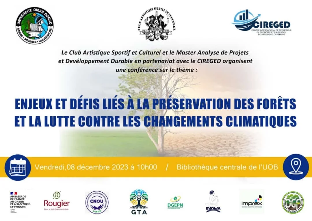 Affiche d’une conférence sur la préservation des forêts et le climat