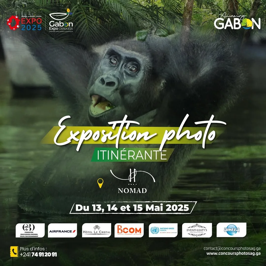 Affiche d’une exposition photo itinérante sur la forêt et les cultures gabonaises