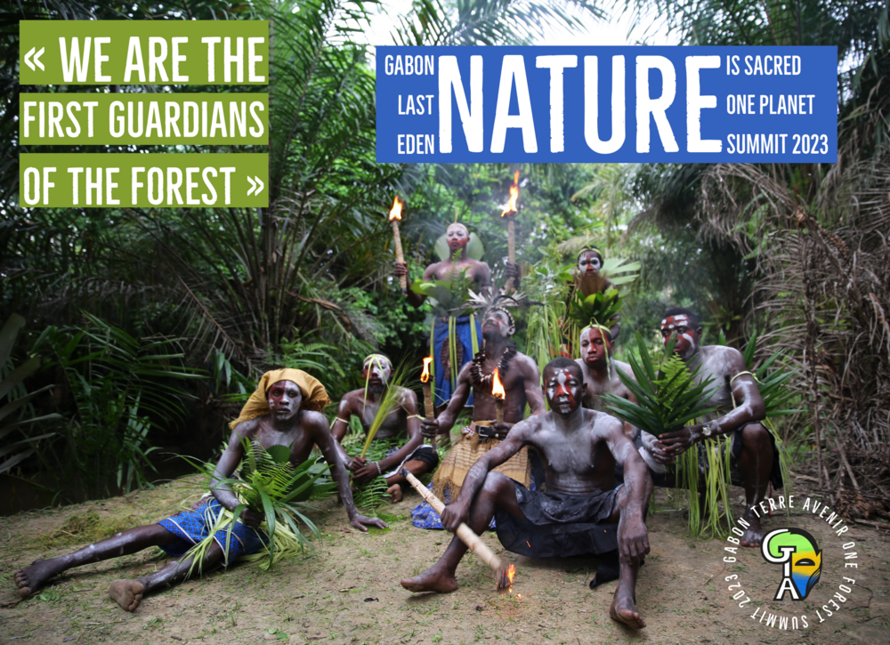 Couverture de presse montrant un groupe dans la forêt gabonaise