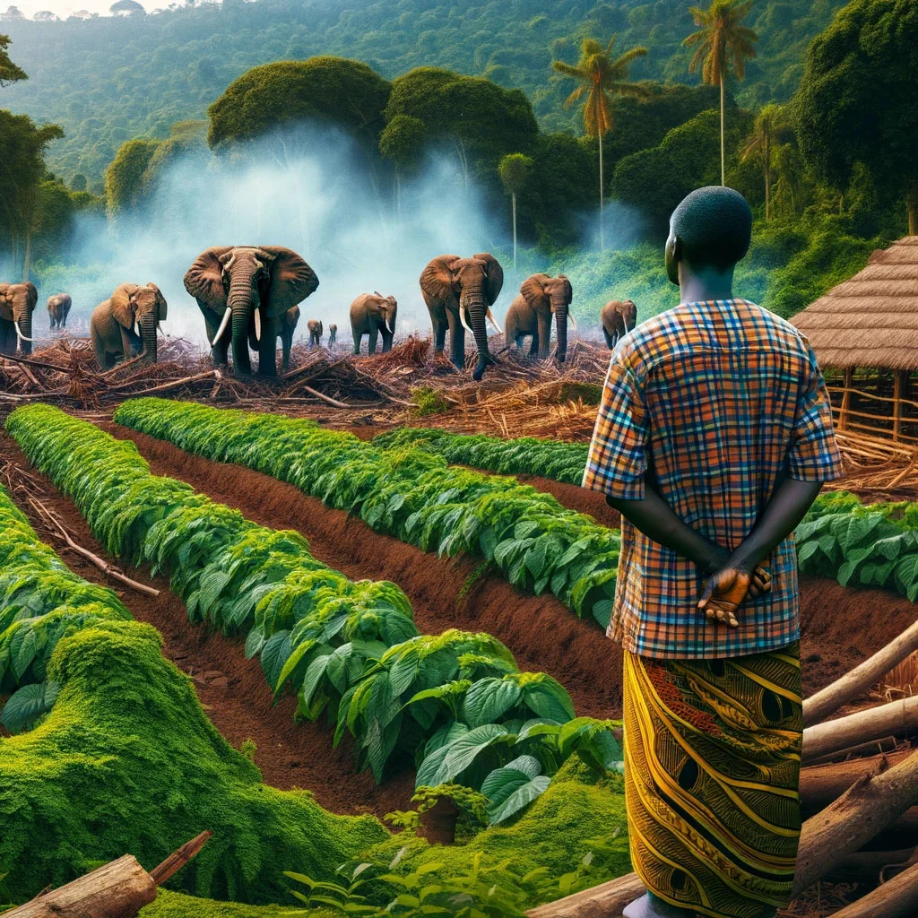 Illustration d’une plantation et du travail agricole en milieu forestier